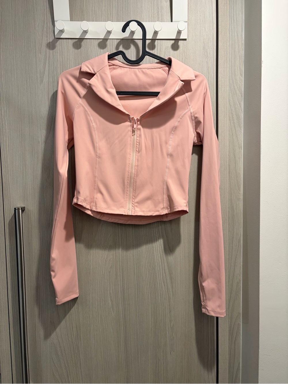 Sports Blush Pink Zip-Front Long Sleeve Top Size S